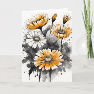 Cartão Calêndula - Flores aquarela