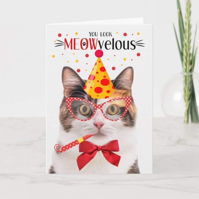 Cartão Calico Cat MEOWvelous Birthday (Frente)