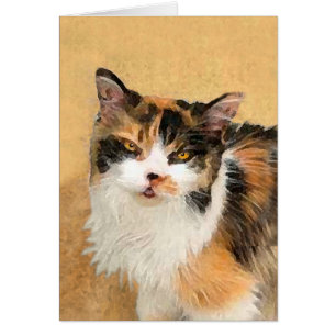 Cartão Calico Cat Painting - Gato Original Bonito