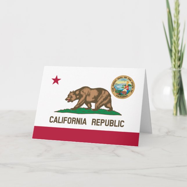 Cartão Californian Flag & Seal, Flag of California (Frente)