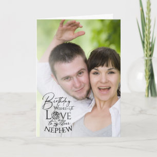 Cartão Caligrafia Foto Personalizada de Aniversário para