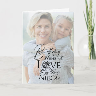 Cartão Caligrafia Foto Personalizada de Aniversário para