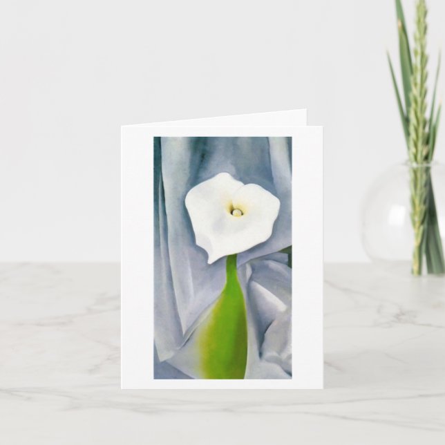 Cartão Calla Lily na Cinza de Georgia O'Keeffe, (Frente)