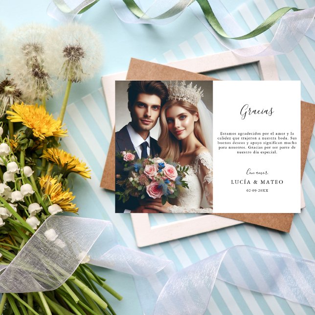 Cartão Calliografia Gracias Casamento Espanhol Obrigado (Criador carregado)