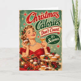 Cartão Calorias de Natal Não Contam – Divertido Vintage