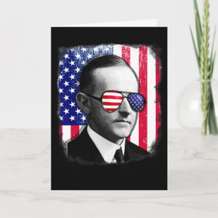 Cartão Calvin Coolidge Bandeira dos EUA 4 de Julho