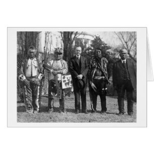 Cartão Calvin Coolidge com a fotografia dos indianos de