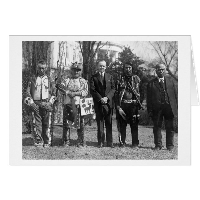 Cartão Calvin Coolidge com a fotografia dos índios Osage (Frente Horizontal)