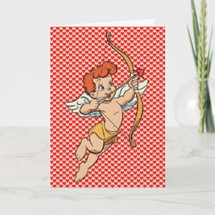 Cartão Cama de Cupido vintage/retro do dia dos namorados