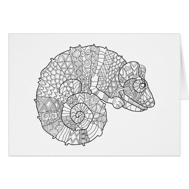 Cartão Camaleão Zendoodle (Frente Horizontal)