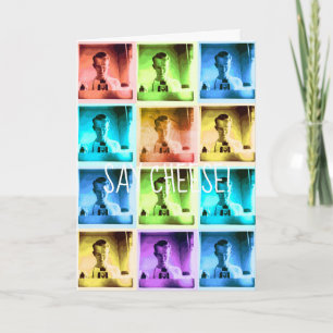 CARTÃO CÂMARA COLORIDA VINTAGE CARA DIZENDO QUEIJO VINTAG