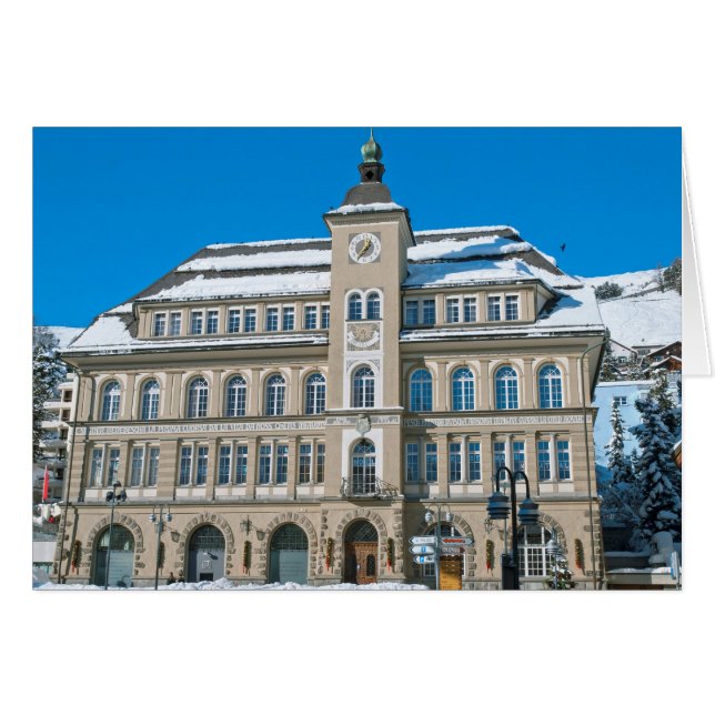 Cartão Câmara Municipal em St Moritz, Suíça (Frente Horizontal)