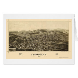 Cartão Cambridge, mapa panorâmico de NY - 1886