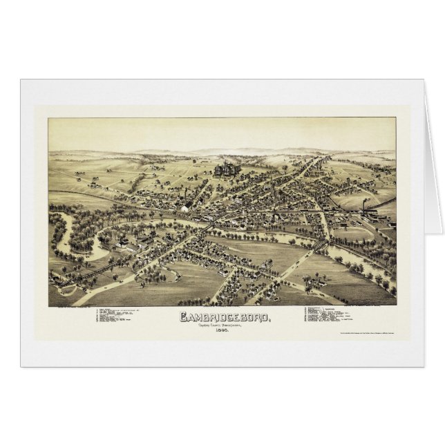 Cartão Cambridgeboro, mapa panorâmico do PA - 1895 (Frente Horizontal)