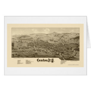 Cartão Camden, mapa panorâmico de NY - 1885