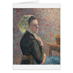 Cartão Camille Passarro - Mulher com canvas de óleo Gree