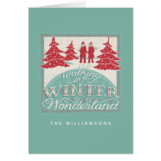 Cartão Caminhando Em Uma Maravilha De Inverno (Frente)