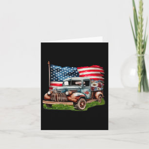 Cartão Caminhão Antigo Bandeira Americana 4 De Julho Patr
