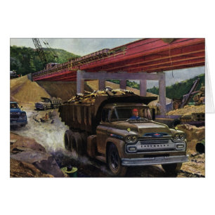 Cartão Caminhão Basculante Empresarial Antigo em um Cante