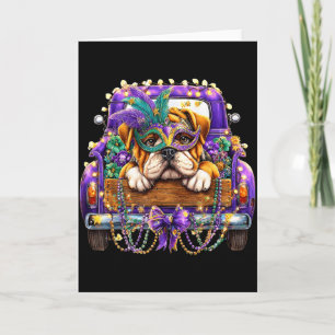 Cartão Caminhão Bulldog Mardi Gras Nola Crianças Fofo Men