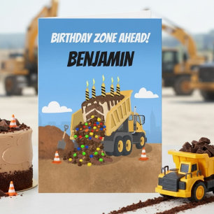 Cartão Caminhão de Entulho de Aniversário Personalizado