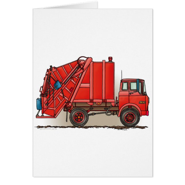 Cartão Caminhão de lixo vermelho (Frente)