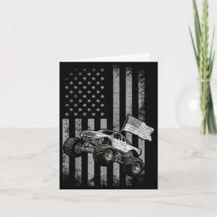 Cartão Caminhão monstro bandeira americana design retrô j