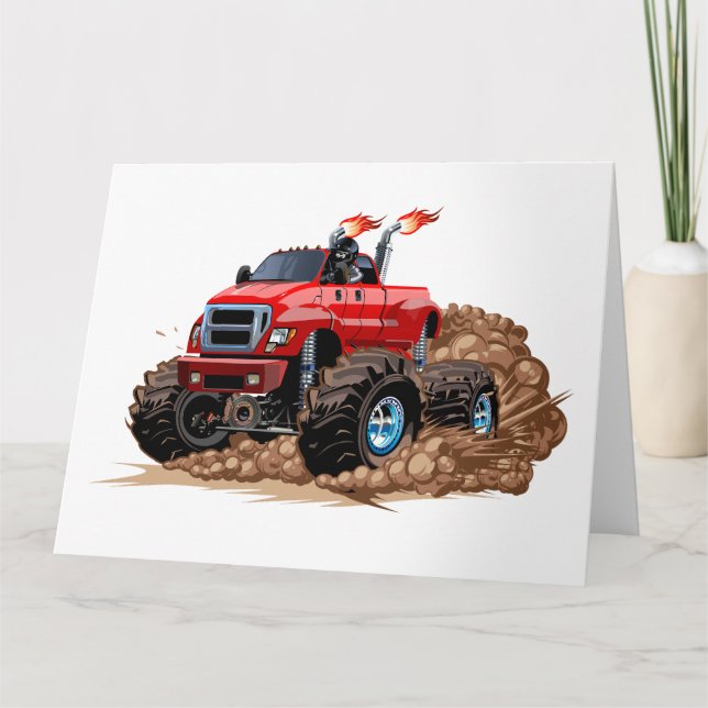Cartão Caminhão monstro de cartum (Frente)