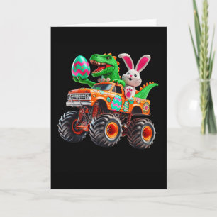 Cartão Caminhão Monstro de Páscoa Bunny T-rex Dino Engraç