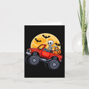 Cartão Caminhão Monstro Esqueleto Divertido de Halloween