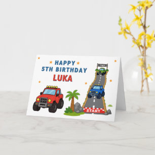 Cartão Caminhão Monstro Feliz Aniversário Crianças