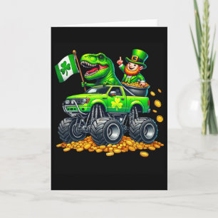 Cartão Caminhão Monstro Meninos T-rex Leprechaun Dia de S