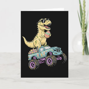 Cartão Caminhão Monstro T Rex de Páscoa Infantil Gráfico 