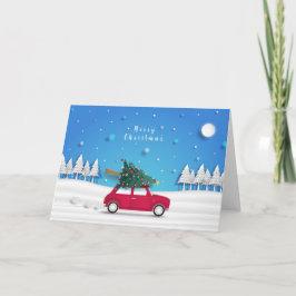 Cartão Caminhão Vermelho E Árvore De Natal