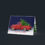 Cartão Caminhão Vermelho Vintage na Árvore de Natal<br><div class="desc">Você adiciona facilmente seu próprio texto na frente e dentro deste cartão de Natal excelente! Artº com Direitos Autorais,  2018</div>