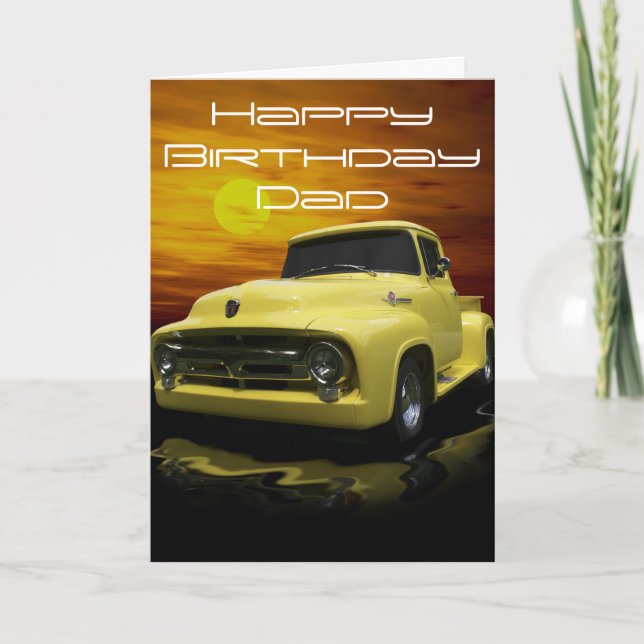 Cartão Caminhão Vintage, Antigo, Amarelo (Frente)