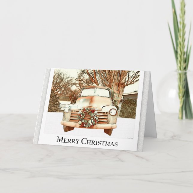 Cartão Caminhão Vintage - Feliz Natal (Frente)