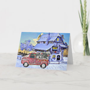 Cartão Caminhão Vintage Personalizado e Árvore de Natal