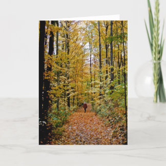 Cartão caminhar na floresta
