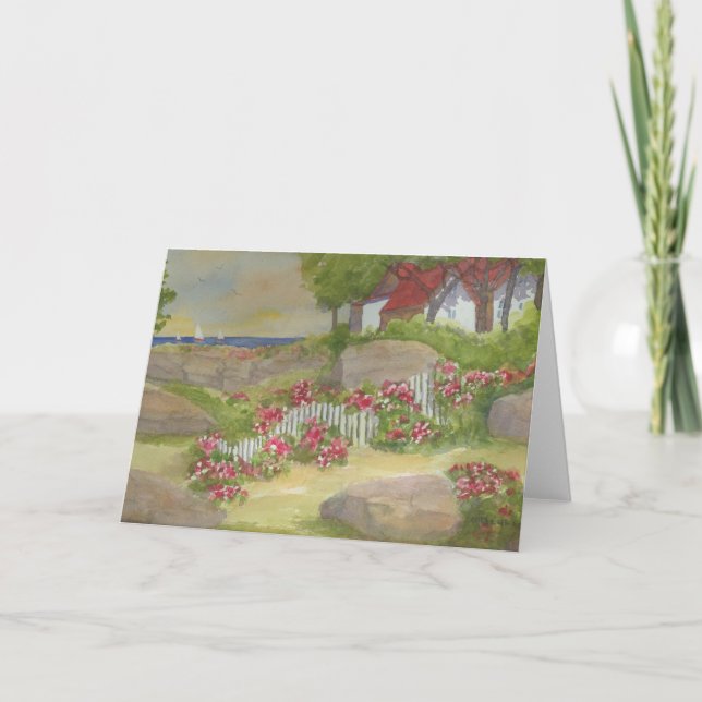 Cartão Caminho da Escola House Lane Monhegan Island Maine (Frente)