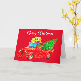 Cartão Caminho Para O Caminhão Vermelho De Natal