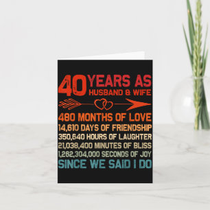 Cartão Camisa 40 Anos Casal 40º Aniversário