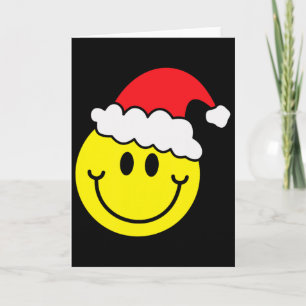 Cartão Camisa Amarela do Rosto Sorridente Natal Chapéu do