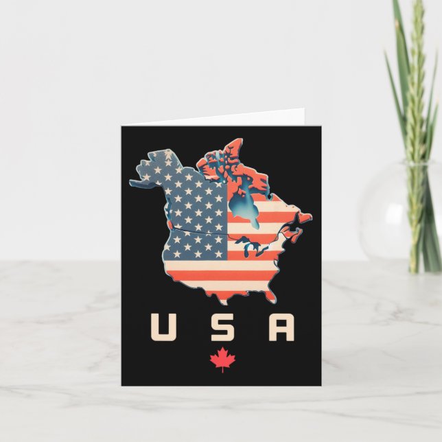 Cartão Camisa com o Canadá e o mapa dos EUA - Anexo, Amér (Frente)