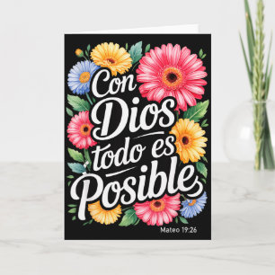 Cartão Camisa cristã espanhola Con Dios Todo Es Posible F