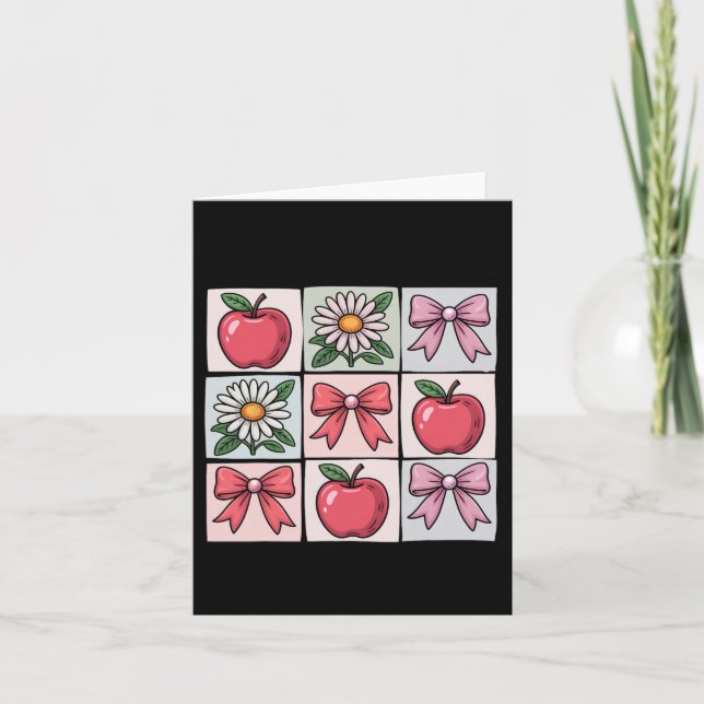 Cartão Camisa da Escola Flor de Arco Cute Rosa Volta à Es (Frente)