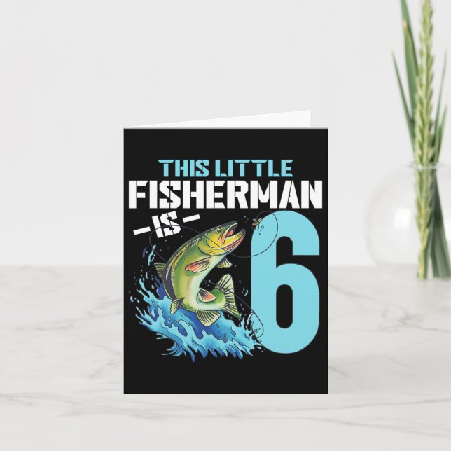 Cartão Camisa de aniversário de pesca de 6 anos Garoto 6  (Frente)