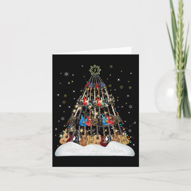 Cartão Camisa de árvore de Natal de guitarra presente de  (Frente)