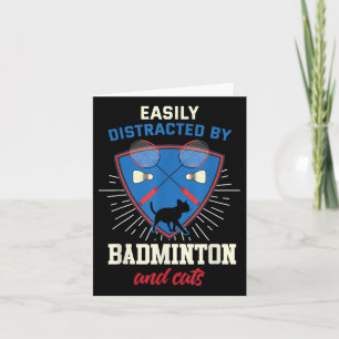 Cartão Camisa de Badminton Amante de Gato Divertido Jogad