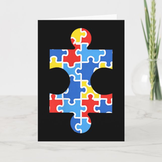 Cartão Camisa de Bolso de Peça de Puzzle de Conscientizaç (Frente)